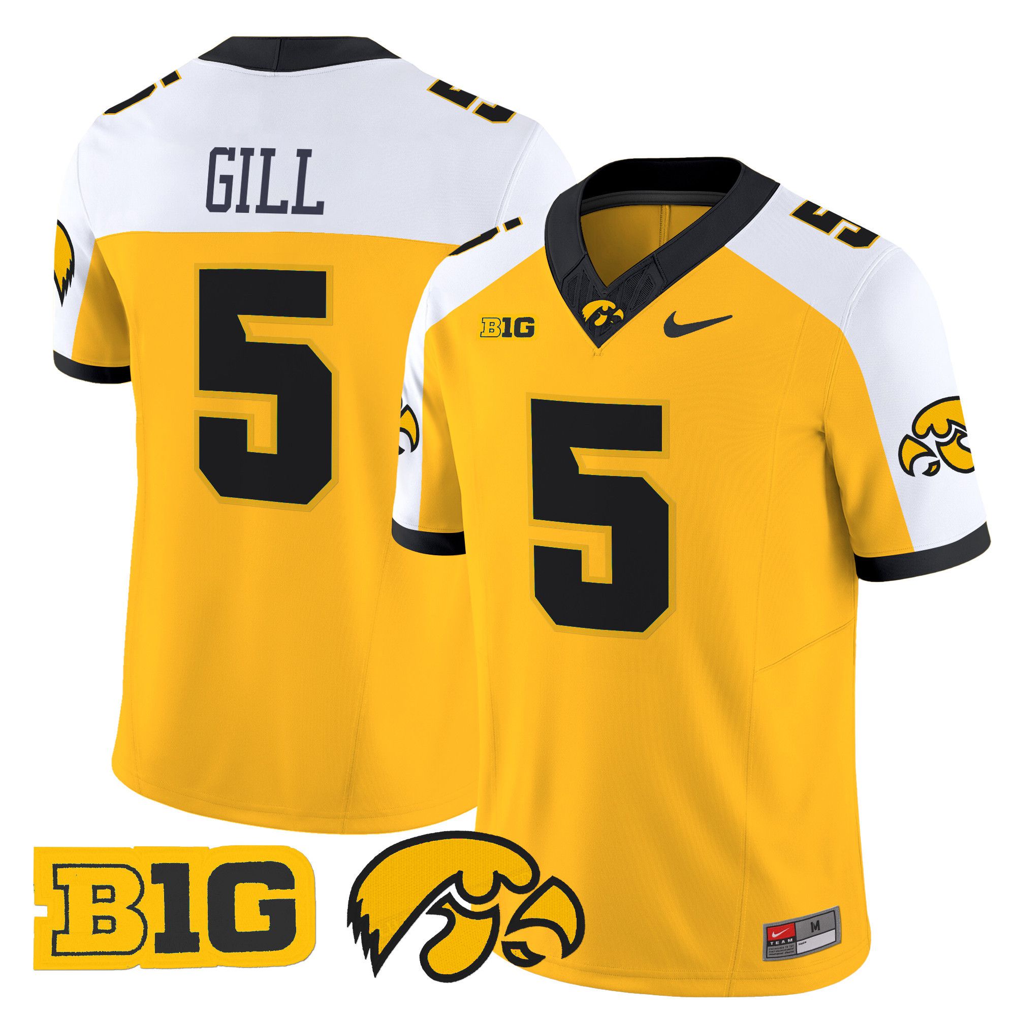 Men Iowa Hawkeyes #5 Gill Yellow Nike 2024 Vapor Limited NCAA Jersey->ncaa teams->NCAA Jersey